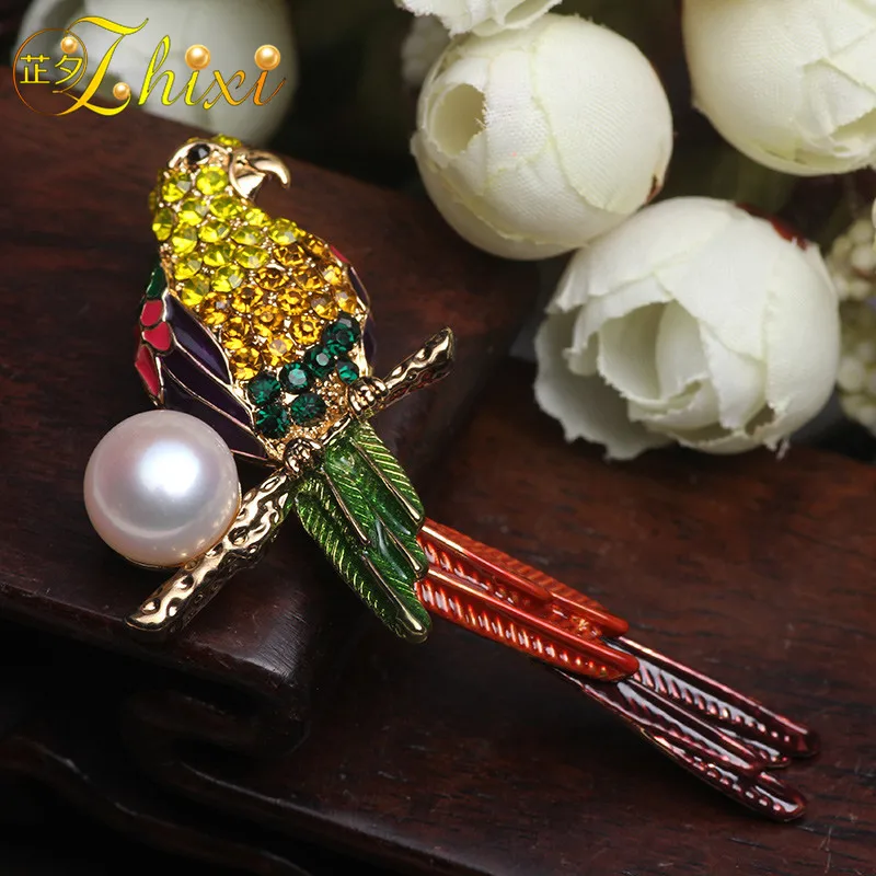 Женская жемчужная брошь ZHIXI белая с пресноводным жемчугом 10-11 мм Ювелирное