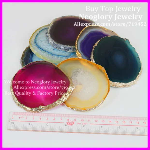 Полудрагоценные камни подставка для чашек стеклянная напитков Кварцевая Жеода 5