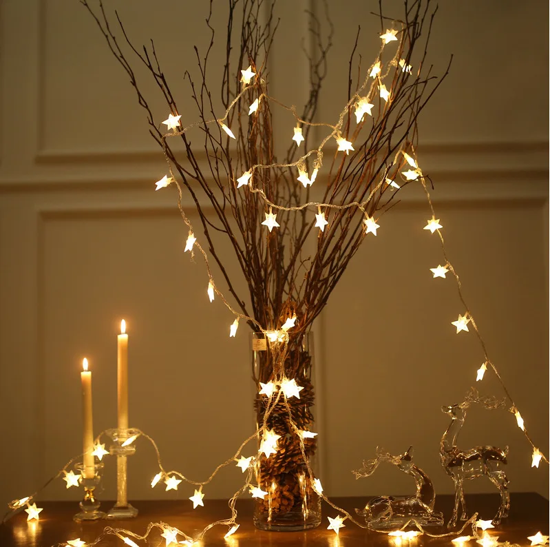 2 м 10 светодиодов Праздничные огни Фея пентаграмма звезда гирлянда вечерние