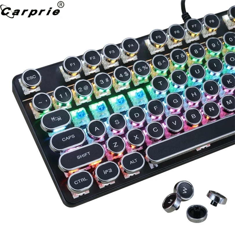 CAPRPIE проводной 87 клавиш панк светодиодный подсветка игровая клавиатура USB механические клавиатуры Металл геймер для ноутбука 90301