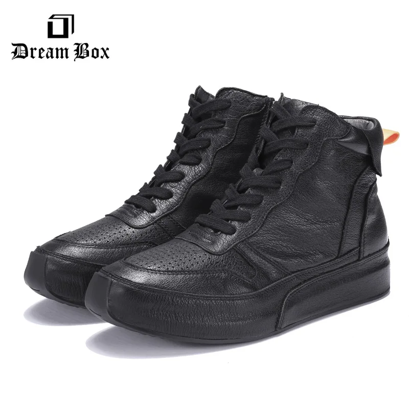 Black High Shoes Men's Winter New Leather Wild Thick-soled Casual | Обувь