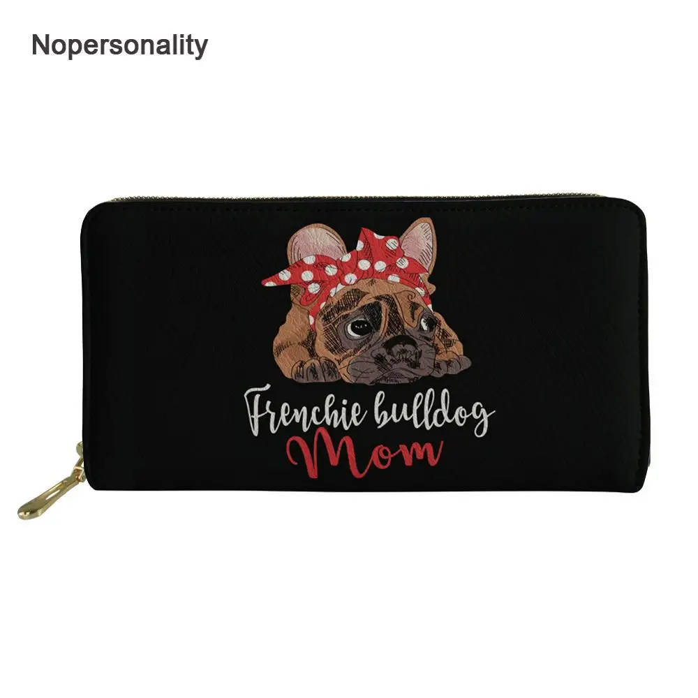 

Кошельки Nopersonality женские с принтом французского бульдога, милые Дамские кожаные кредитницы черного цвета с принтом щенка, мопса, Длинный ко...