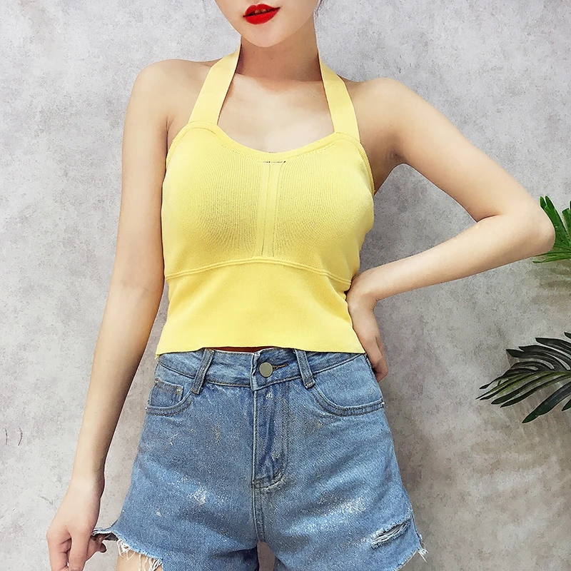 Женская Трикотажная майка ALPHALMODA однотонная Короткая Стильная летняя на лето 2018 |