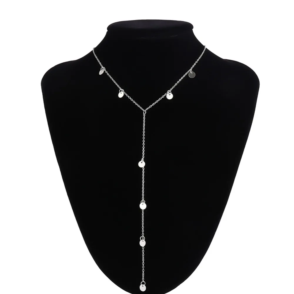 Y-Shape Long Chain Round Sequins Tassel Necklace Women Bijoux Jewelry Valentine's Day Gift #265376 | Украшения и аксессуары