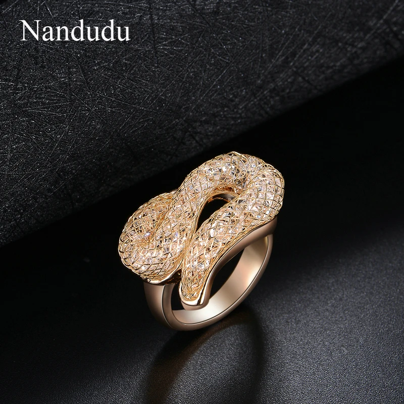 Nandudu New Wire Mesh Cocktail Austrian Crystal Ring Fashion Women cheap and fine Jewelry Gift Rings R1240 | Украшения и