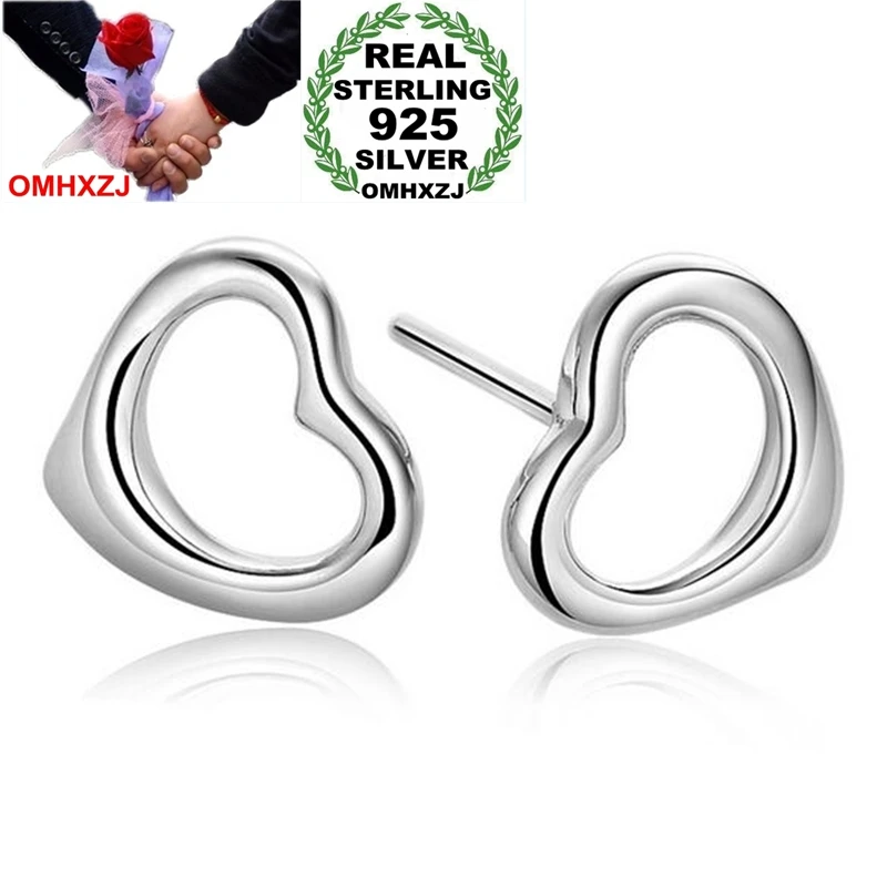 

OMH Wholesale Sweet Simple Fashion Wild Star For Woman Girl Wedding Gift Hollow Heart 925 Sterling Silver Stud Earrings YS358
