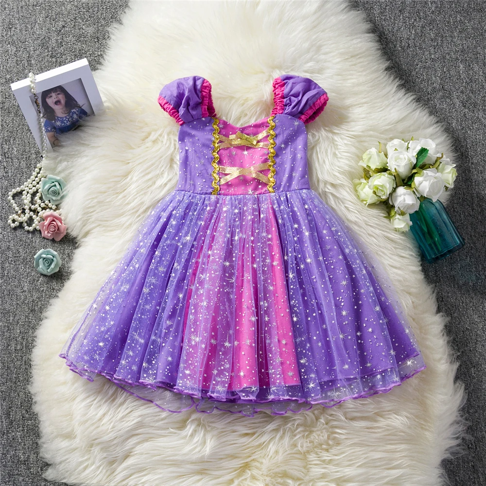 Summer Rapunzel Party Infant Fluffy Tulle Dress Halloween Child Tangled Costume Princess Baby 1 2 3 4 5 Years Old | Детская одежда и