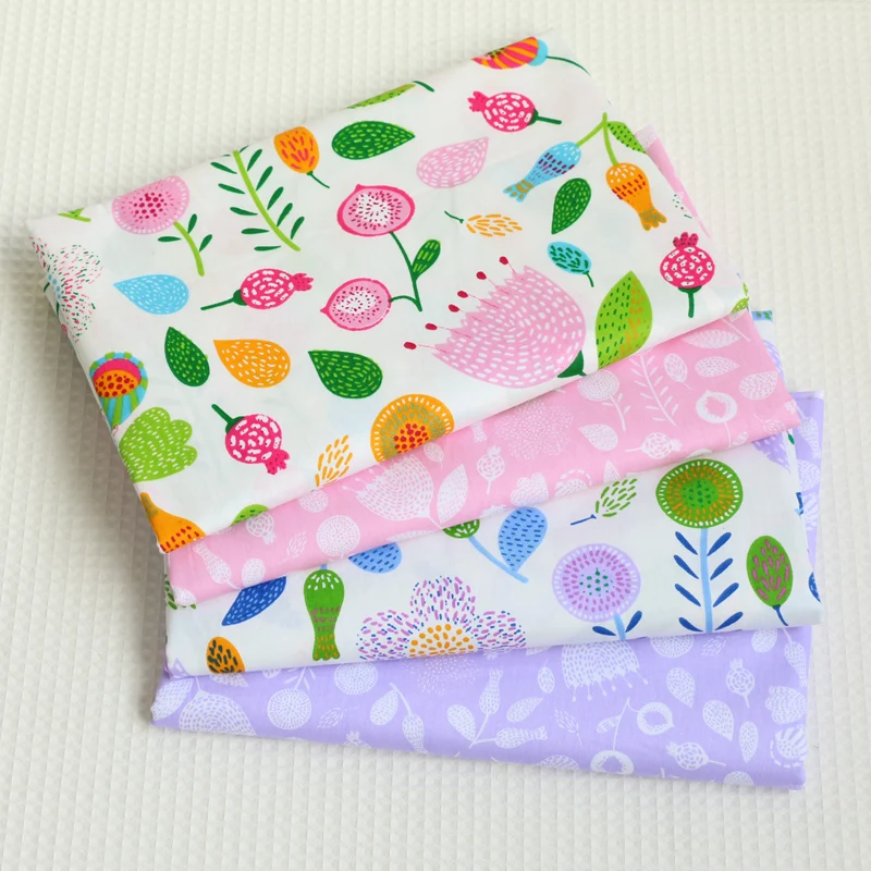 Zakka хлопчатобумажная ткань японский стиль розовый фиолетовый цветочный принт