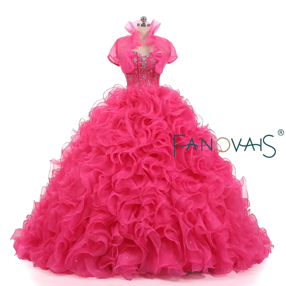 2019 Quinceanera платья с Болеро сладкий 16 органза оборки бисер Vestido dе Novia выпускного