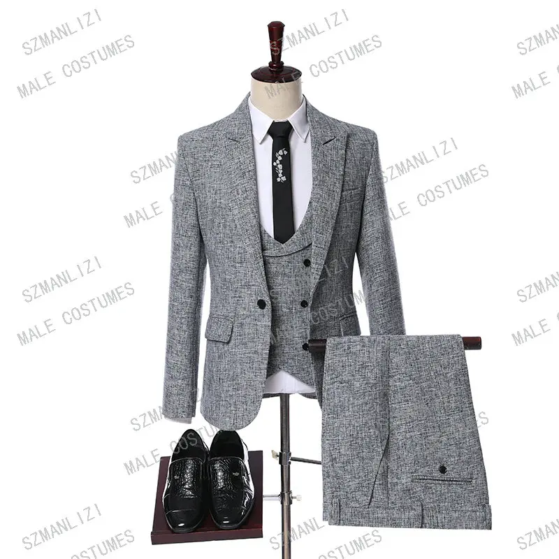 as picture Мужской костюм, дизайн, брендовый мужской костюм Terno Masculino, мужские костюмы, смокинг, вечерние костюмы, клетчатый Свадебный костюм жениха - Цвет: as picture