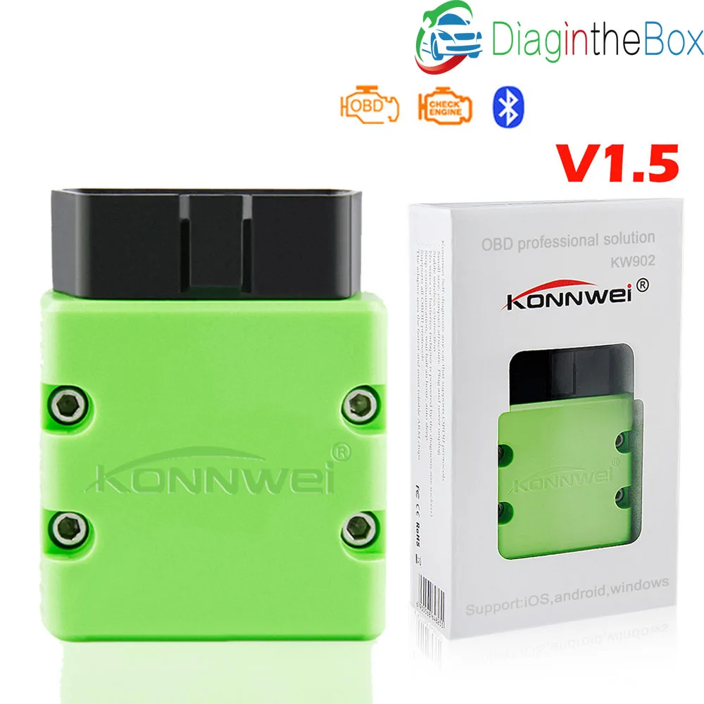 ELM327 KONNWEI KW902 Bluetooth V1.5 чип PIC18f25k80 OBD2 сканер Мини ELM 327 OBDII код читателя для Android телефон