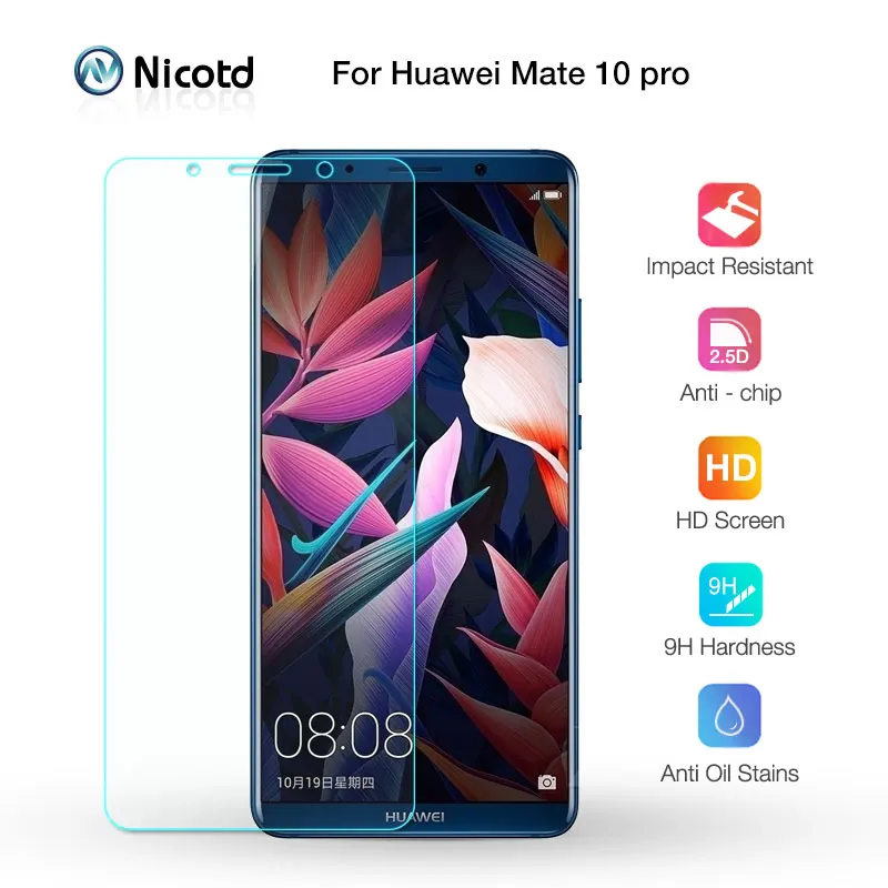 Nicotd для Huawei Mate 10 Pro закаленное стекло 9H защита от отпечатков пальцев 10Pro экрана