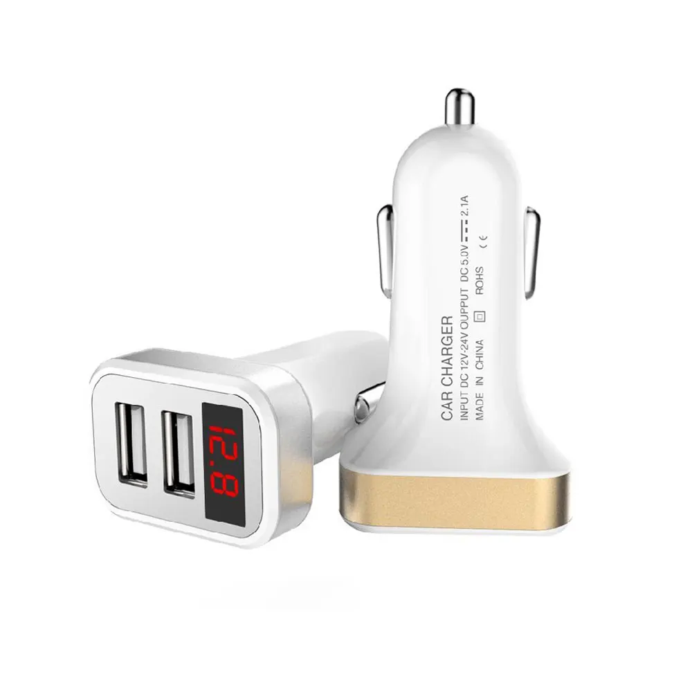 Автомобильное зарядное устройство мини-дисплей напряжения и тока 2USB 2 1 A