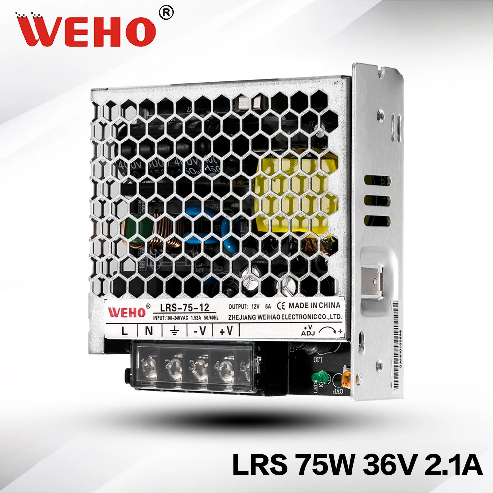 (LRS 75 36)WEHO 110/220v ac/dc одиночный выход 75w 36v 2.1a импульсный источник питания|switch power|switching