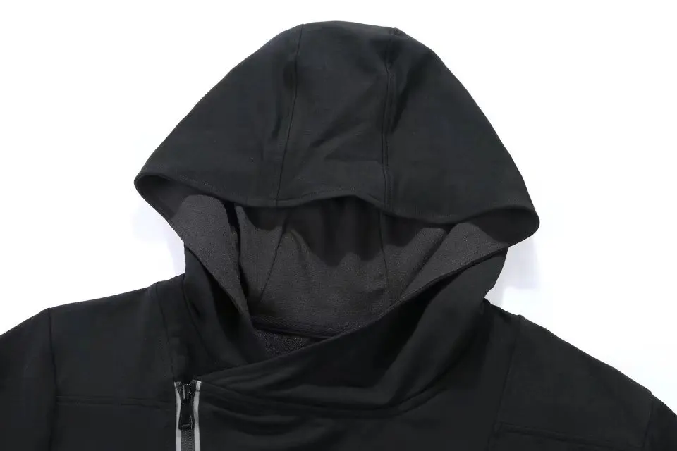 Мужская Беговая куртка с капюшоном и косой молнией Светоотражающая полоса