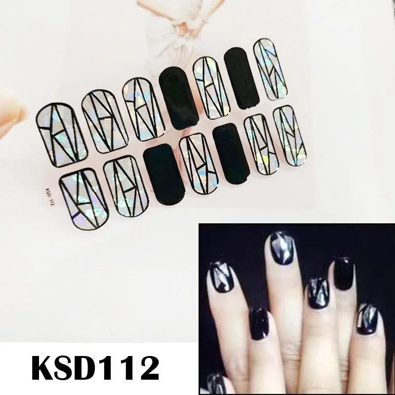KSD112 Леди KINDOM DIY стикеры 3D на ногти Nail Art Лазерная целлофановая блестки накладные ногти водонепроницаемый дизайн ногтей экологическая фольга для обертывания ногтей - Цвет: KSD112
