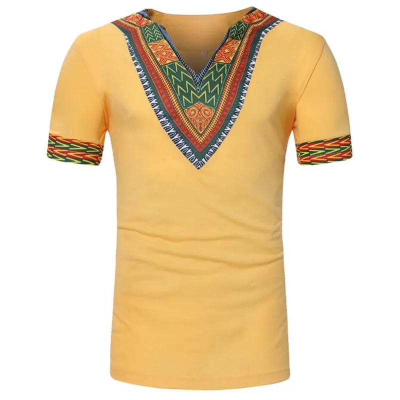 

african traditional clothing for men dashiki summer t shirt print yellow red blue white black t-shirt male ethnic africa clothes