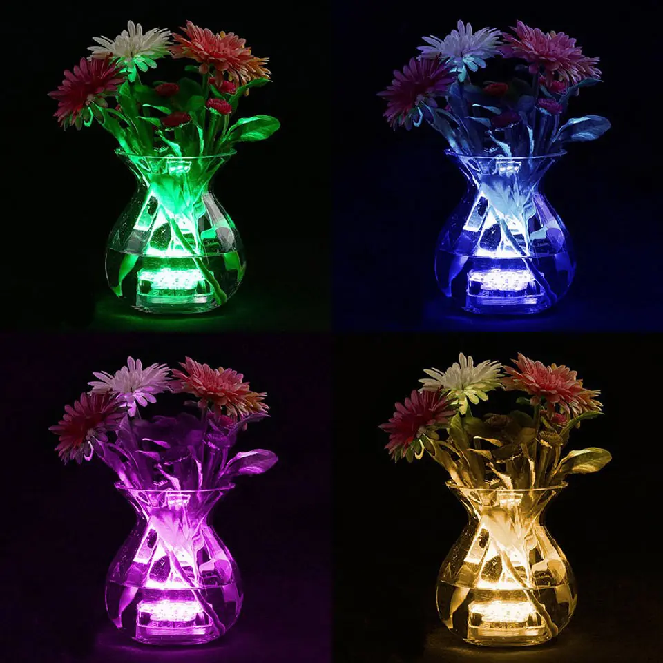 10 светодиодный RGB погружной светильник с дистанционным управлением, на батарейках, подводный Ночной светильник, напольная ваза, чаша, садовые вечерние украшения
