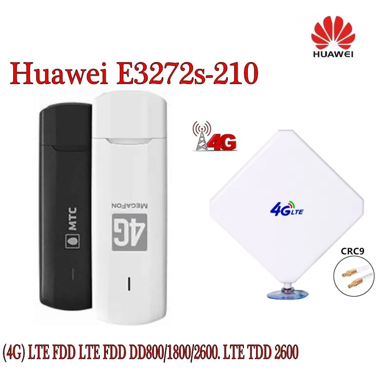 Unlocked huawei e3272s-210 LTE USB Stick Fdd 800/1800/2600 TDD 2600 MODEM+4G CRC9 35DBI Antenna