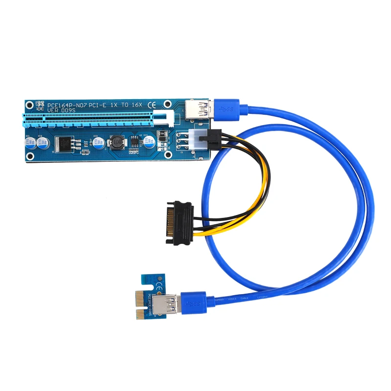 Ver 009S PCI E 1X до 16X Райзер карта расширения Express 6pin Sata адаптер питания USB 3 0 кабель для