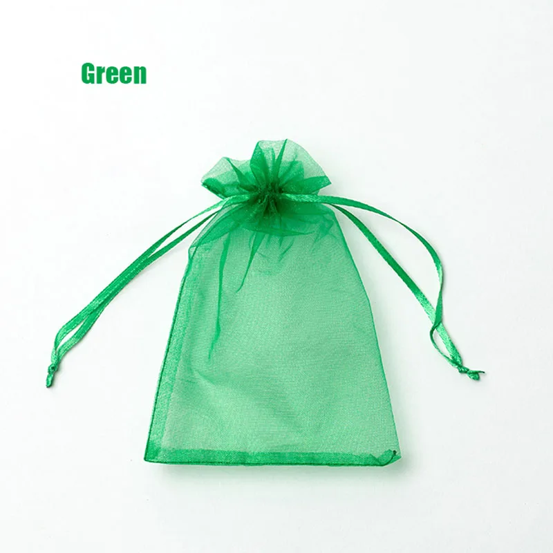 green 100 шт., 22 цвета, 11X16, 15X20, 17X23, 20x30 см, сумки из органзы для свадебного украшения, вечерние сумки для подарков, сумки для хранения ювелирных изделий J15 - Цвет: green