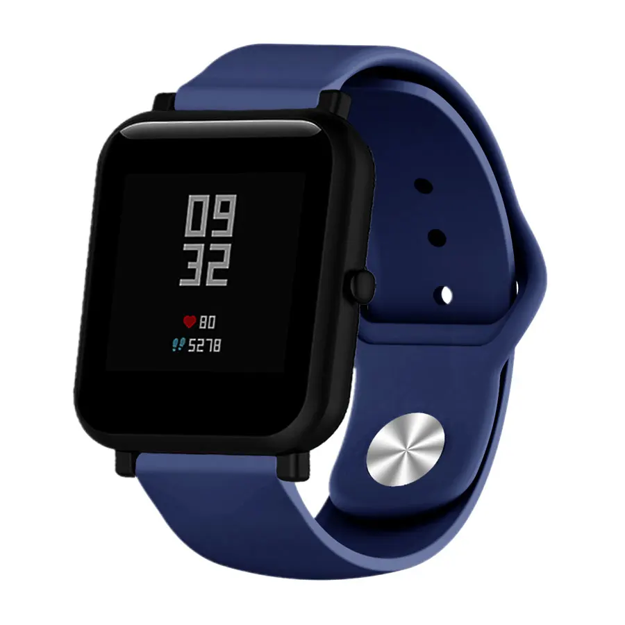 Midnight Blue 20 мм браслеты для Xiaomi Amazfit Bip Молодежные часы мягкий силиконовый ремешок для часов Amazfit Bip браслет ремень - Цвет ремешка: Midnight Blue