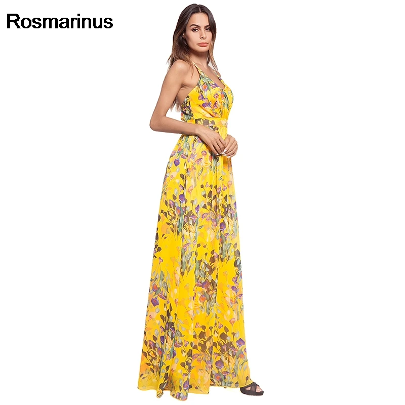 Rosmarinus Boho Цветочное платье женское летнее с глубоким v образным вырезом без