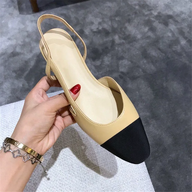 Queepace Designer Brands Italy Top Mirror Quality Women's Shoes Cow Leather Women's Sandals Ankle Straps Women's Flats Sandals - Цвет: Flats Beige Leather