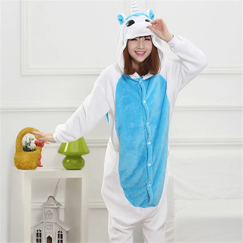 Adult Cosplay Unicorn Anime Pyjamas Blue And Pink Pajamas Unixes Animal Costume Carnaval Fancy Dress Cos 03 | Тематическая одежда