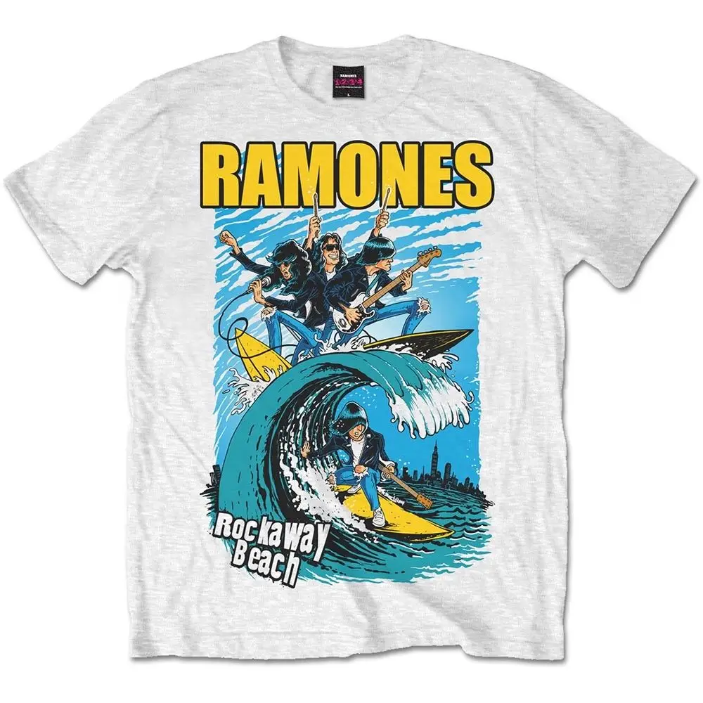 2018 летняя повседневная мужская футболка RAMONES' ROCKAWAY BEACH' T-Shirt-NUOVO E ORIGINALE Мужская