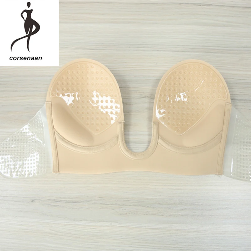 Женский бюстгальтер пуш ап U образной формы клейкий самоклеящийся силиконовый