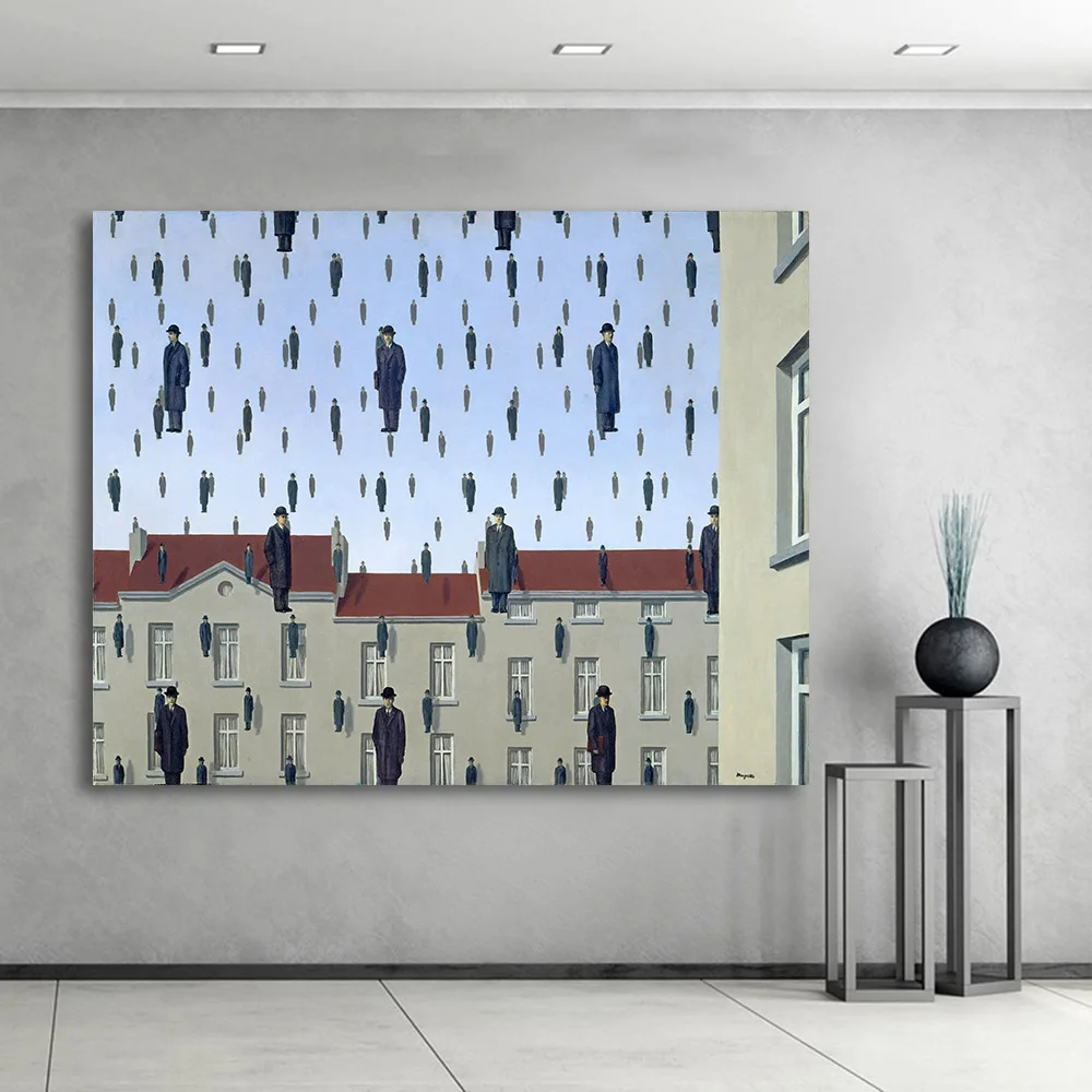JQHYART Rene Magritte Golconda 1953 холст искусство Масляная живопись Модер домашний Декор