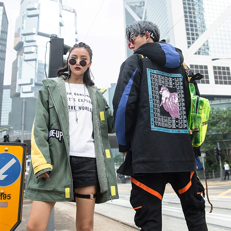 Aelfric Eden 2018 Streewear прилив бренд хип хоп Свободная куртка с капюшоном зима плюс
