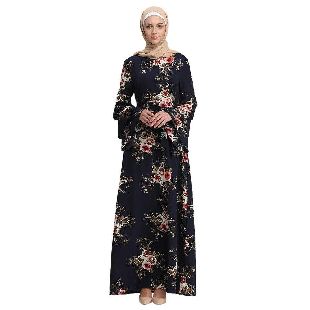 Женское платье макси с длинным рукавом и цветочным принтом | Тематическая одежда