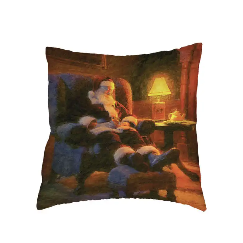 Dog Christmas Pattern Comfortable Sofa Cover Santa Printed Pillow Holiday Decorations Car Room Polyester Braz | Дом и сад
