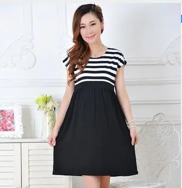 Платье для беременных хлопок Одежда Плюс Размер ledies полосатые платья vestido amarello