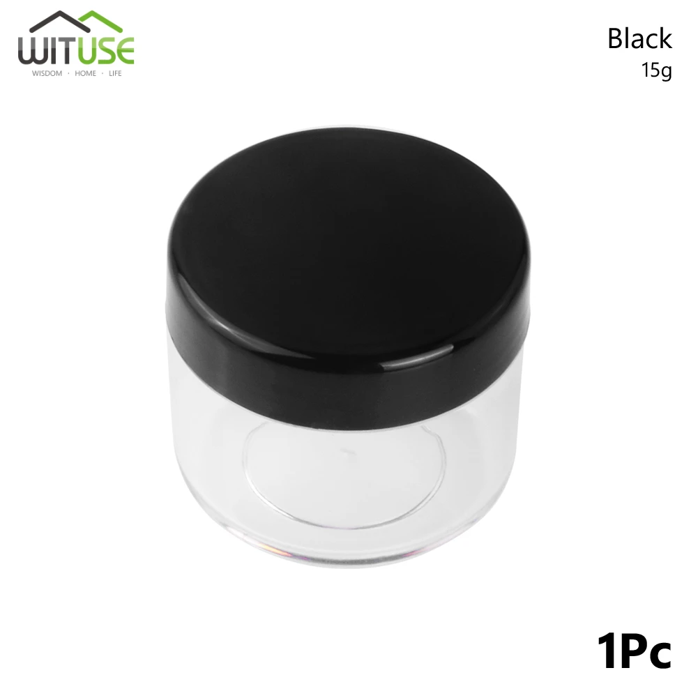 15g Black 10 г, 15 г, 20 г, пустая прозрачная банка для хранения косметики, банка для теней для век, макияж, крем для лица, бальзам для губ, контейнер, портативная коробка для крема - Цвет: 15g Black