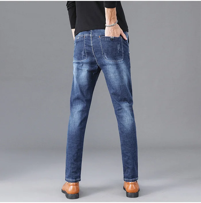 Мужские джинсы, мужские черные джинсы, облегающие, стрейчевые, джинсовые, повседневные, качественные штаны, деловые брюки для мужчин, хлопковые длинные брюки для мужчин