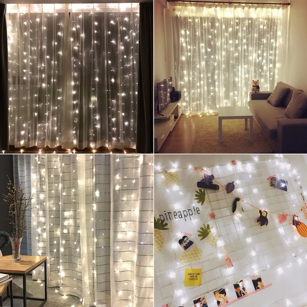 300LED Фея окна Шторы строка светильник s ing Свадебные для рождественской вечеринки