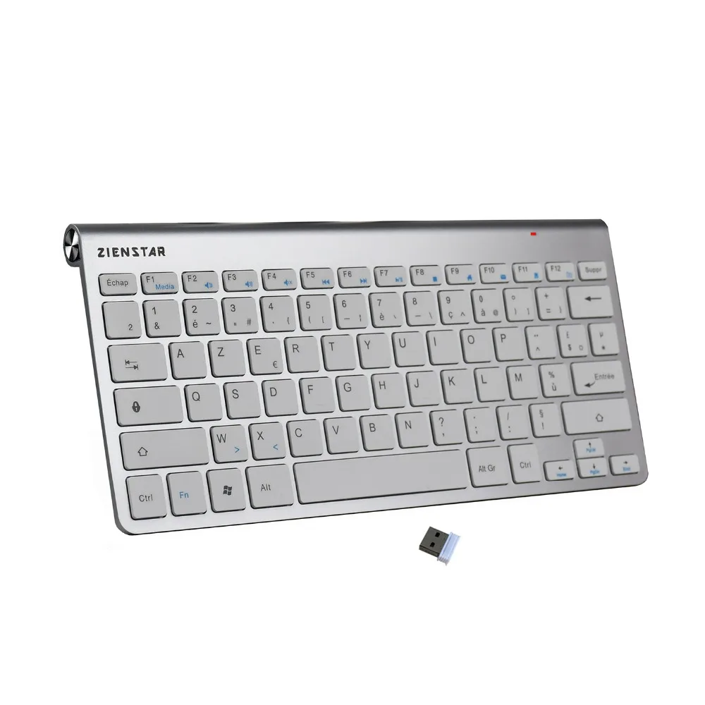 Zienstar AZERTY с надписью на французском языке: тонкий 2 4 г Беспроводной клавиатура для