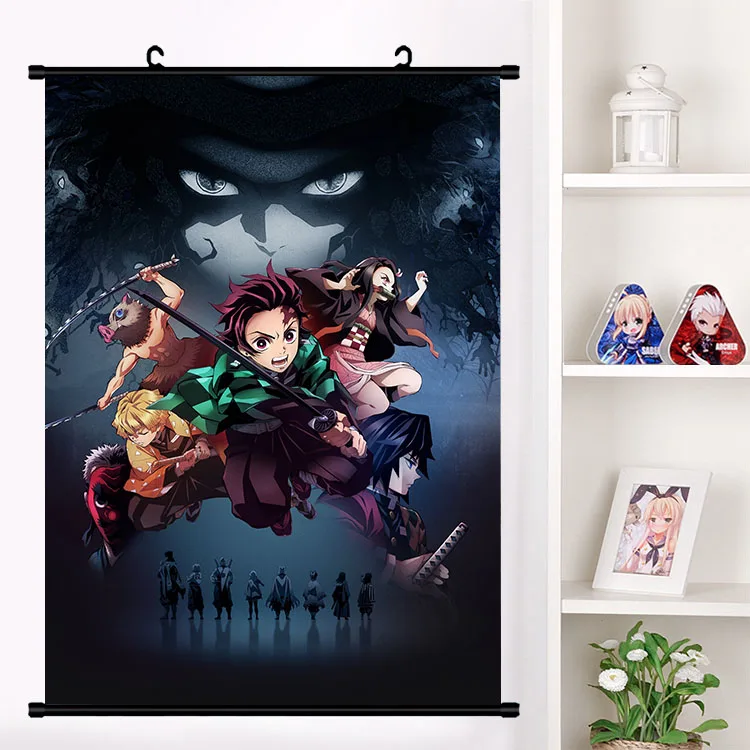 A Японское аниме Demon Slayer: Kimetsu no Yaiba Kamado Tanjirou Kamado Nezuko настенный свиток плакат Настенные подвесные плакаты домашний декор - Цвет: A