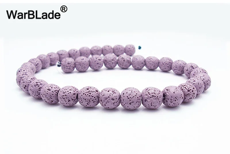 purple Бусины из вулканической лавы из натурального камня, цветные черные круглые бусины из лавового камня, 6 мм-16 мм, для рукоделия, ожерелья, браслетов, ювелирных изделий - Цвет: purple