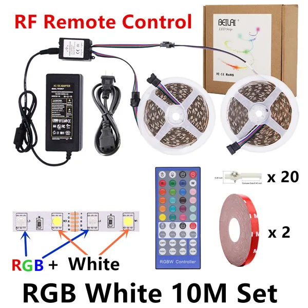 10 м 5050 RGB Светодиодная лента Водонепроницаемая wifi RGBW RGBWW DC 12 В светодиодный светильник комплект гибкой