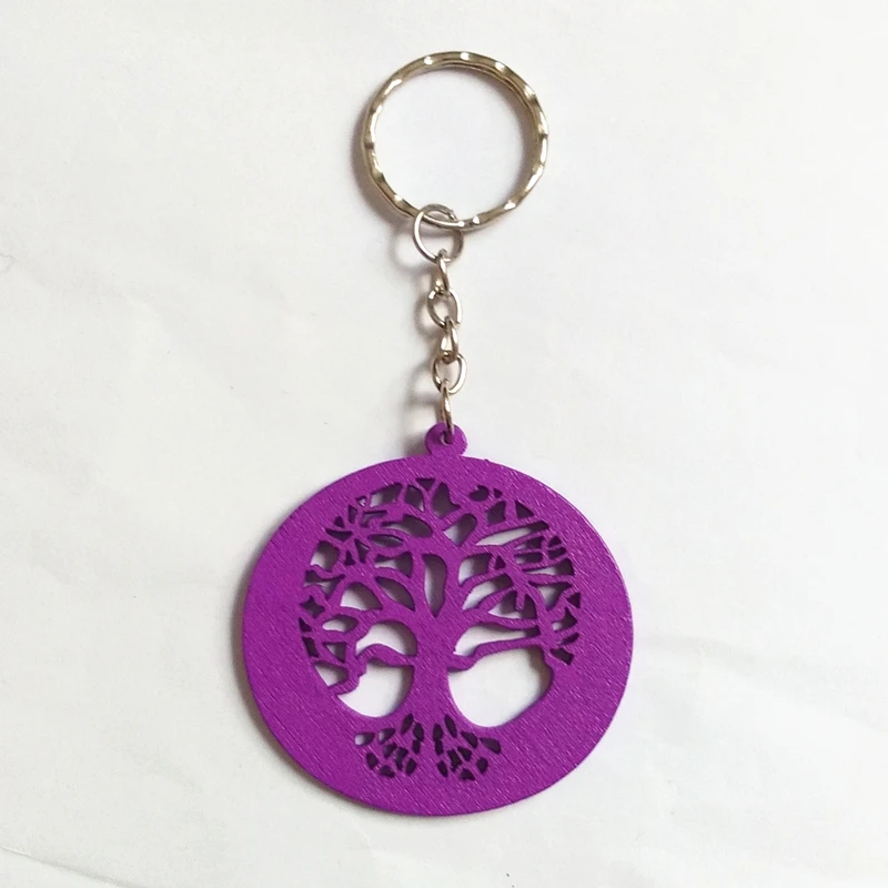 12 шт./лот новый модный брелок с аккуратной резкой древесина жизни красочная