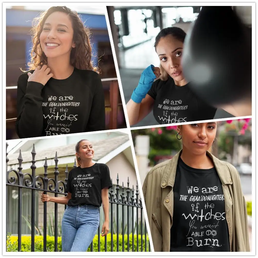 Witch T-Shirt We Are The Granddaughters Of Witches T Shirt Short-Sleeve Large Women tshirt Street Wear Ladies Tee | Женская одежда