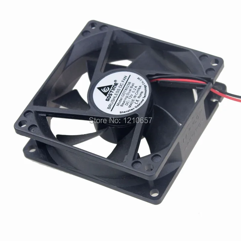 Двойной шаровой вентилятор Gdstime DC 12V 2P 8025B 80 мм 80x80x25 2 шт. в партии бесщеточный