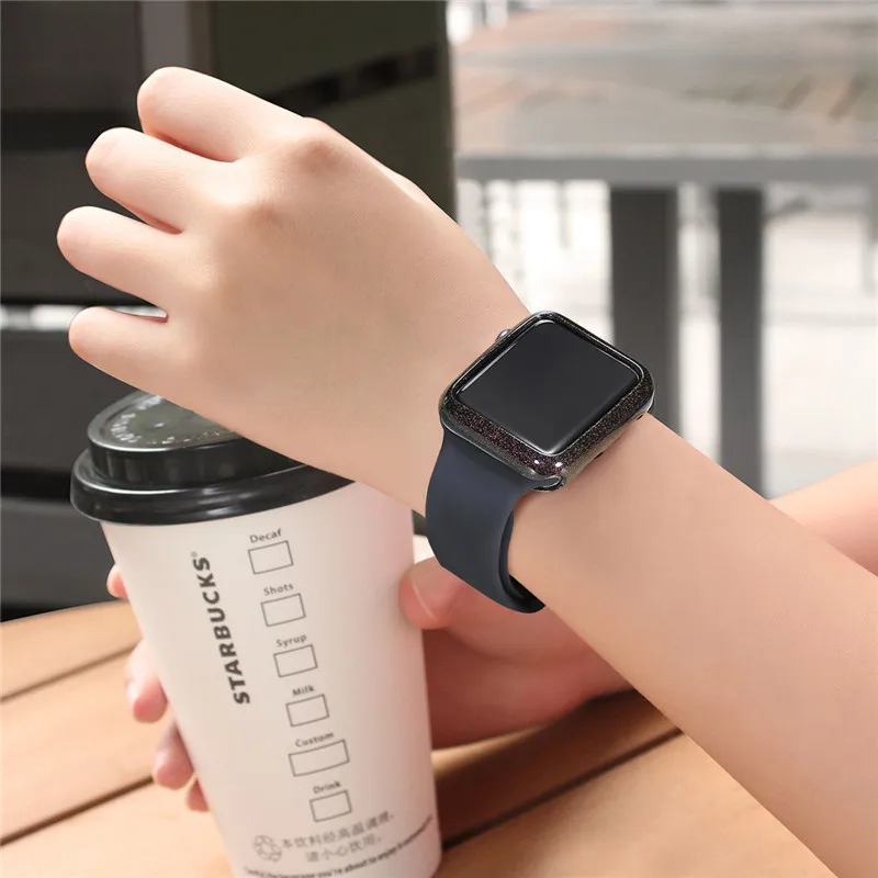 ТПУ блестки чехол для часов Apple Watch серии 4/3/4 2/1 защита от вспышки цветной бампер
