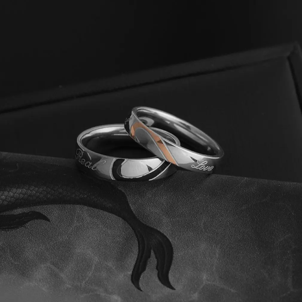Fashion Couple Heart Shape Rings Matching Titanium Promise Ring for 316L Stainless Steel Wedding Bands Lovers | Украшения и