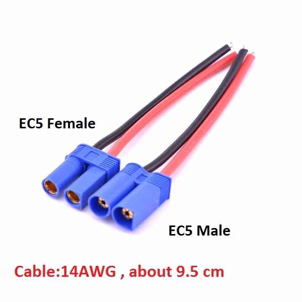EC5 Male Female x2 EC3 EC5 к T Deans Разъем XT60 разъем адаптера Deans разъем 12AWG 14AWG кабель провода для RC Lipo ESC двигатель Дрон - Цвет: EC5 Male Female x2