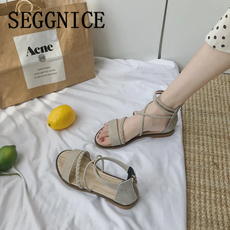 Сандалии женские с ремешком на щиколотке повседневные пляжные босоножки в